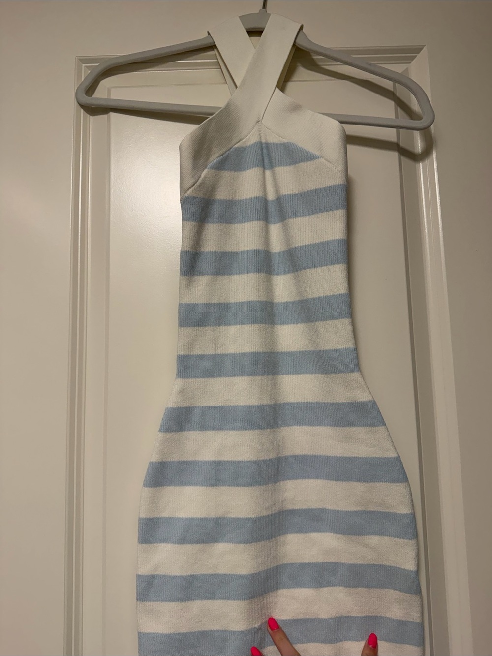 Babaton White Ribbed Knit Top